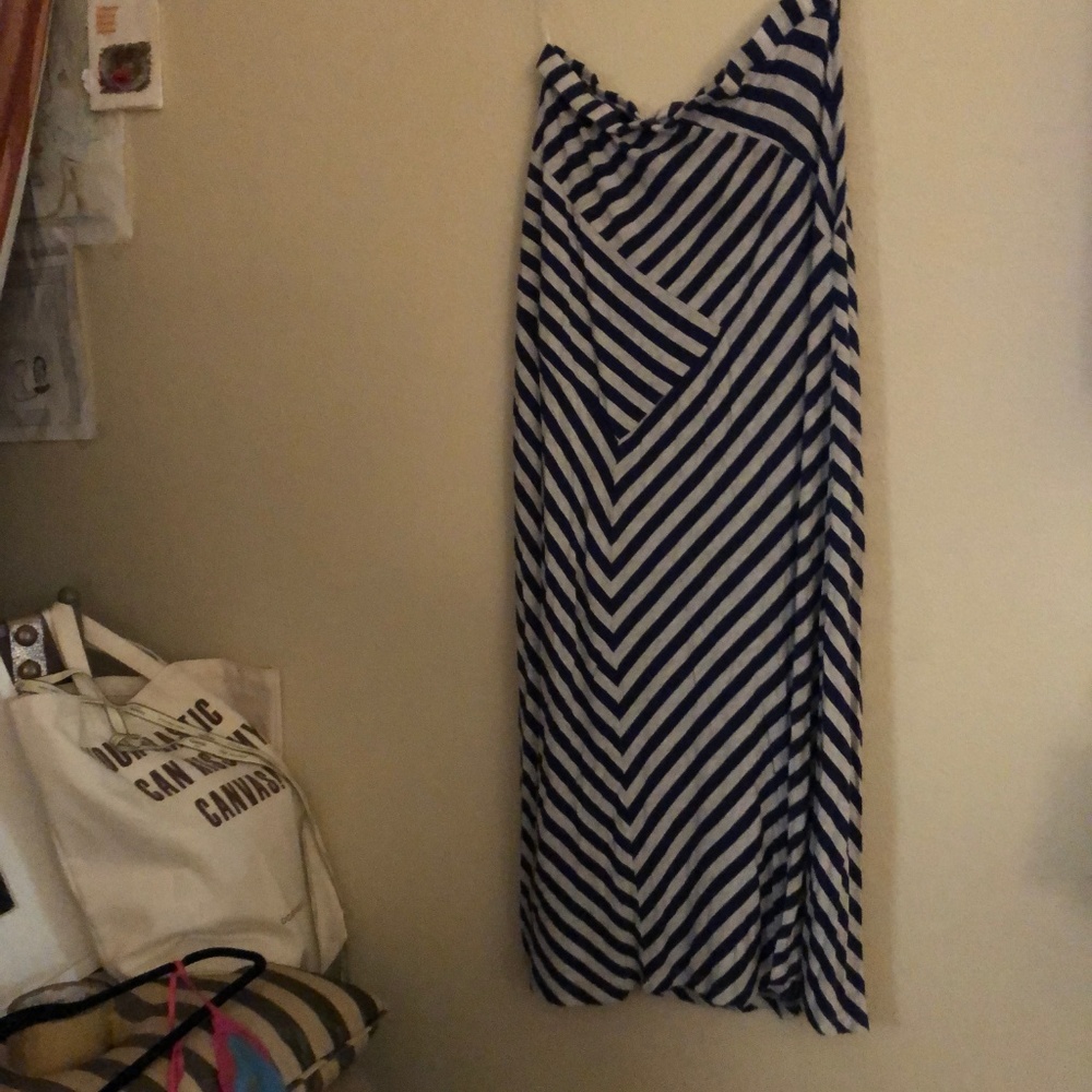 Designer History Navy and White striped dress/s